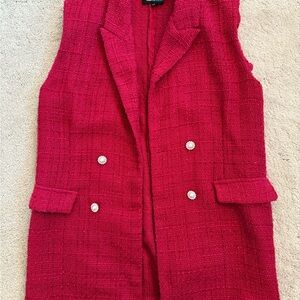 Elegant Red Sleeveless Jacket